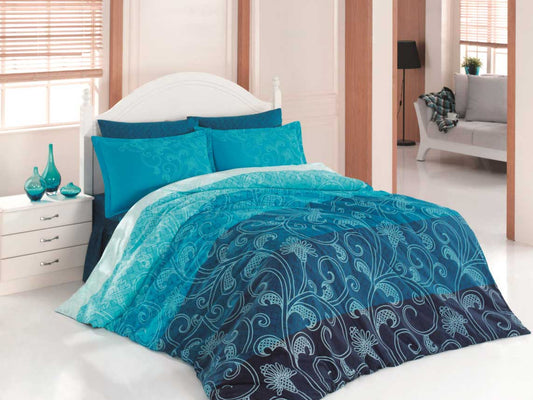 Design Bettwäscheset | 135cm x 200cm | Ebruli / Blau | 6-teilig